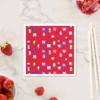 Serviette En Papier Pierre gemme et bijoux rouge
