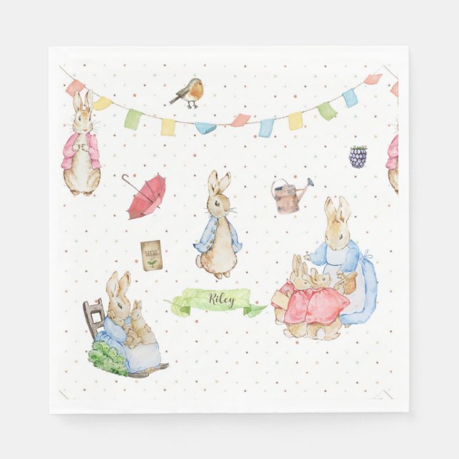 Serviette En Papier Pierre le lapin et la famille (Devant)