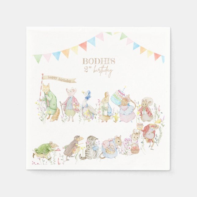 Serviette En Papier Pierre le lapin Premier anniversaire (Devant)