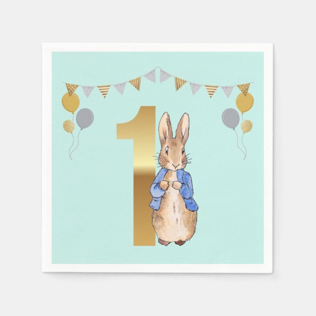 Serviette En Papier Pierre le lapin Premier anniversaire (Devant)