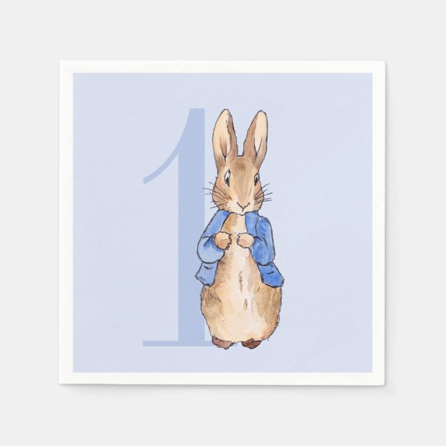 Serviette En Papier Pierre le lapin Premier anniversaire (Devant)