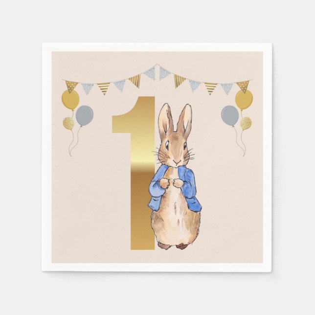 Serviette En Papier Pierre le lapin Premier anniversaire (Devant)