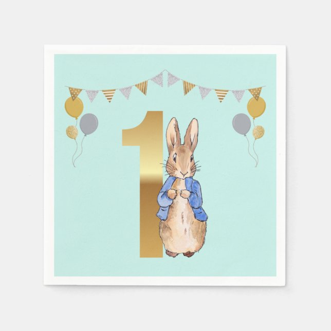 Serviette En Papier Pierre le lapin Premier anniversaire (Devant)
