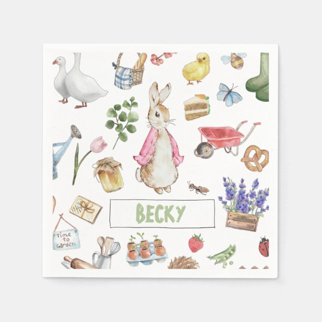 Serviette En Papier Pierre rose et lapin (Devant)