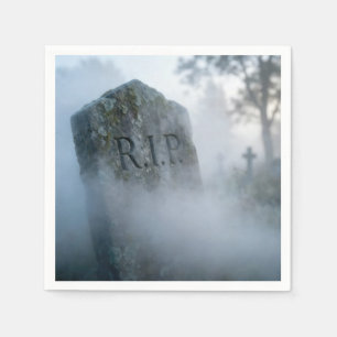 Serviette En Papier Pierres tombales Halloween R.I.P. dans la brume