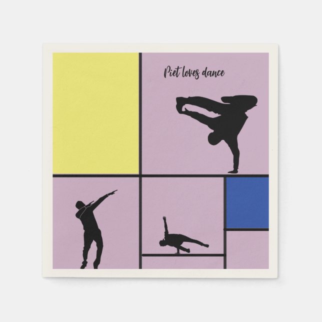 Serviette En Papier Piet Love Danse Mondrian Street Hiphop Style (Devant)