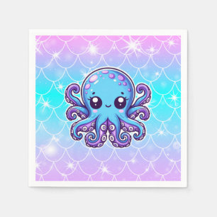 Serviette En Papier Pieuvre bleue mignonne