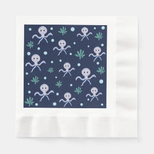 Serviette En Papier Pieuvre sous le motif pour enfants de la mer