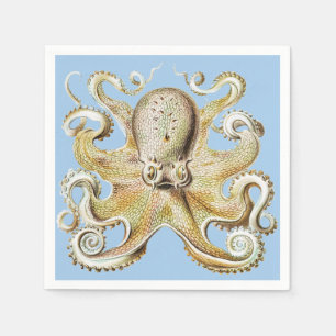 Serviette En Papier Pieuvre vintage d'Ernst Haeckel Vie nautique marin