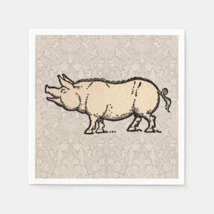 Serviette En Papier Pig Antique Piggy Cute Vintage