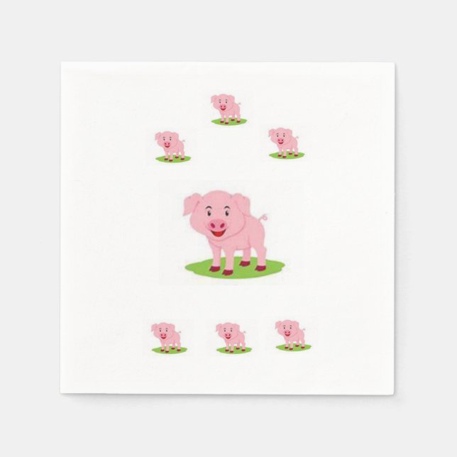 Serviette En Papier Pig Napkin papier (Devant)