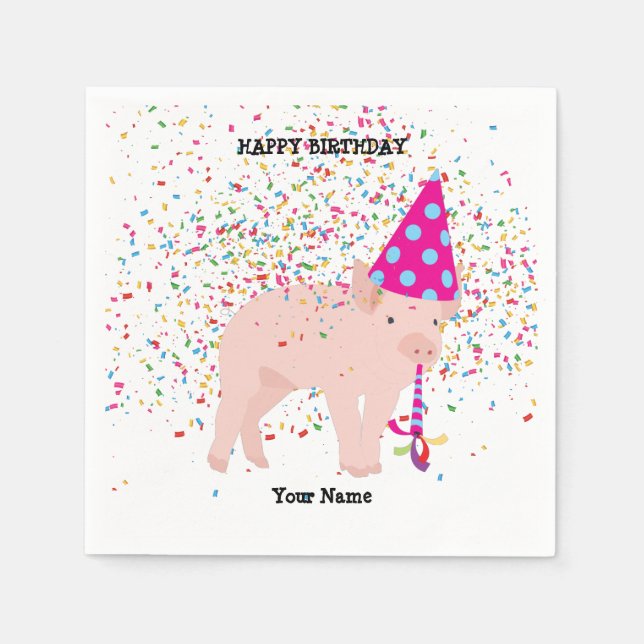 Serviette En Papier Pig Party - Animaux à la fête d'anniversaire (Devant)