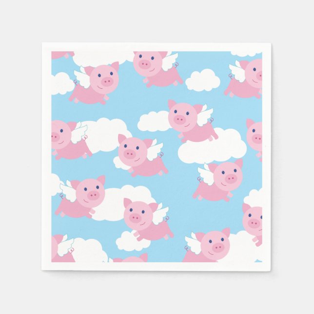 Serviette En Papier Pig volant Cute 1er Anniversaire (Devant)