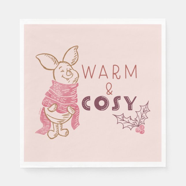 Serviette En Papier Piglet de Noël | Chaleureux et confortable (Devant)