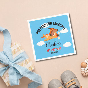 Serviette En Papier Pilote de chien avion volant, Enfants mignons bleu