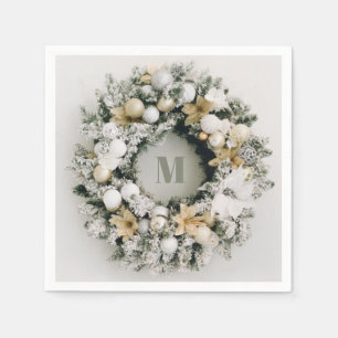 Serviette En Papier Pin neigeux - couronne de Noël