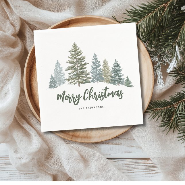 Serviette En Papier Pin Rustique Noël personnalisé (Créateur téléchargé)