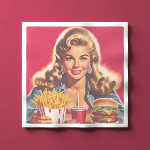 Serviette En Papier Pin-up de fast-food vintage