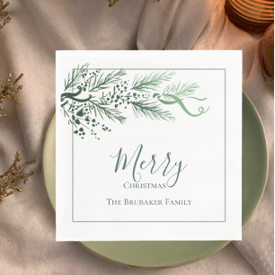 Serviette En Papier Pin vert moderne personnalisé Noël unique