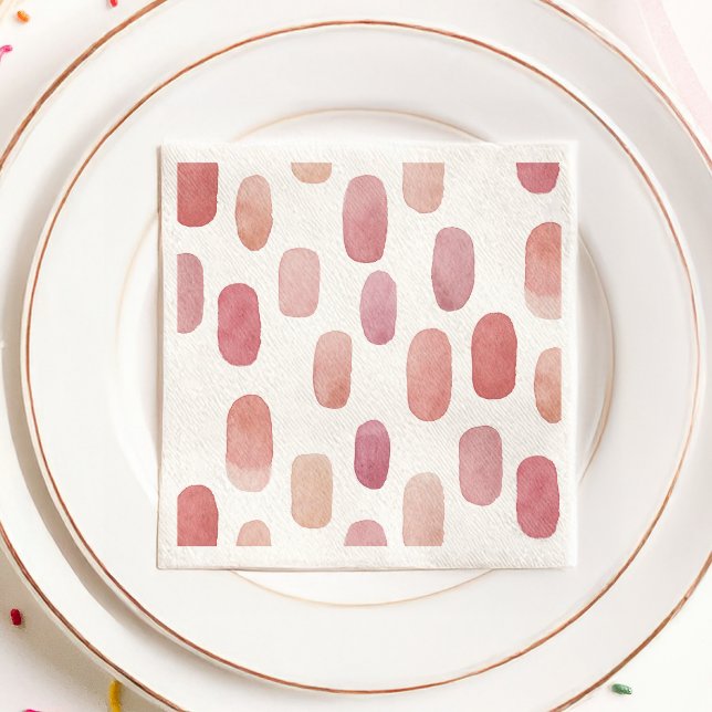 Serviette En Papier Pinceau rose aquarelle. Motif mignon moderne (Créateur téléchargé)
