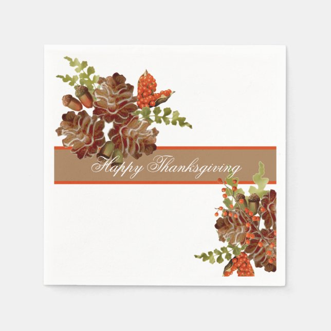 Serviette En Papier Pine Cones et Berries Thanksgiving (Devant)