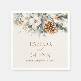 Serviette En Papier Pine d'hiver Fleur Floral Jardin Mariage