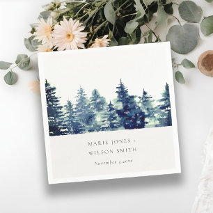 Serviette En Papier Pine d'hiver Forêt de neige Mariage d'aquarelle