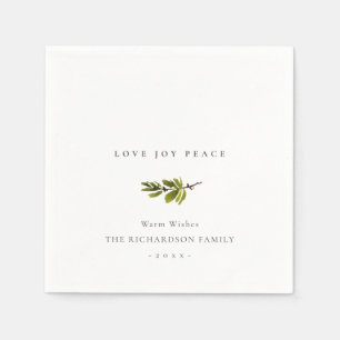 Serviette En Papier Pine minimal Branche Noël Amour Joyeux Paix