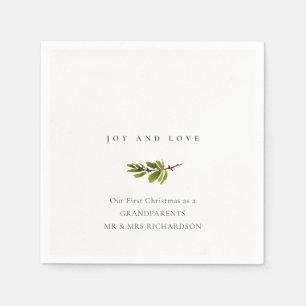 Serviette En Papier Pine Minimale Branche Notre premier Noël Joie & Am