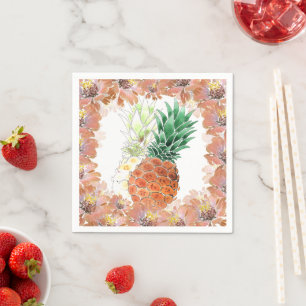 Serviette En Papier Pineapple, watercolor.