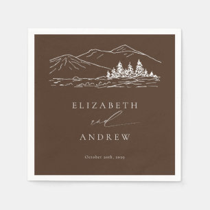 Serviette En Papier Pinède Forêt Rustique Montagnes Mariage