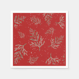 Serviette En Papier Pinery et rouge avec neige