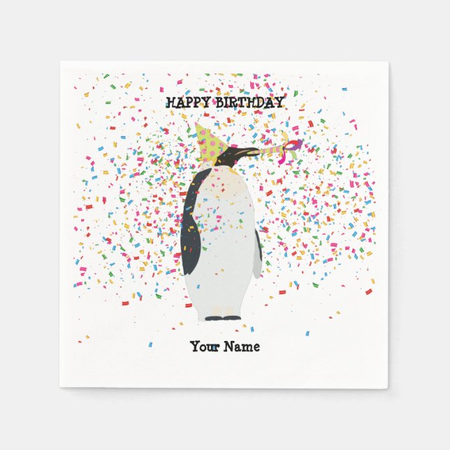 Serviette En Papier Pingouin - Animaux à la fête d'anniversaire (Devant)