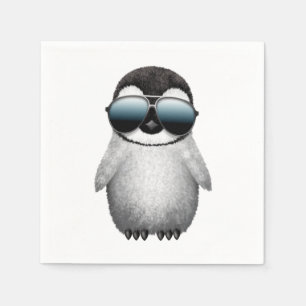 Serviette En Papier Pingouin de bébé mignon portant des lunettes de so