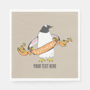 Serviette En Papier Pingouin Gentoo écriture japonaise Kanji