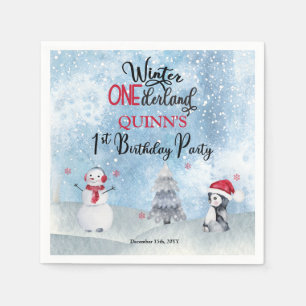 Serviette En Papier Pingouin   Snowman Winter ONEderland 1er anniversa