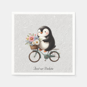 Serviette En Papier Pingouins à bicyclettes florales