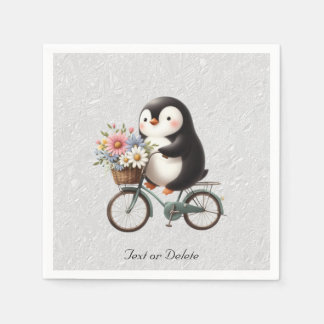Serviette En Papier Pingouins à bicyclettes florales