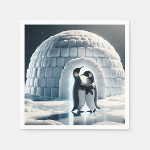 Serviette En Papier Pingouins Dansant Lente Par Igloo