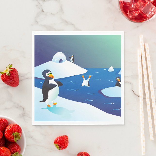 Serviette En Papier Pingouins Et Glace (Créateur téléchargé)