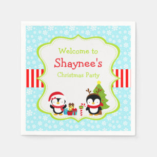 Serviette En Papier Pingouins mignons d'hiver