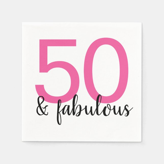 Serviette En Papier Pink 50 et Fabulous Woman's 50th Birthday Party (Devant)
