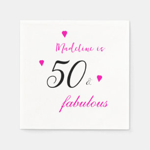 Serviette En Papier Pink 50 fabuleux coeurs typographie 50e anniversai