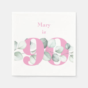 Serviette En Papier Pink 90e anniversaire Cocktail personnalisé servie