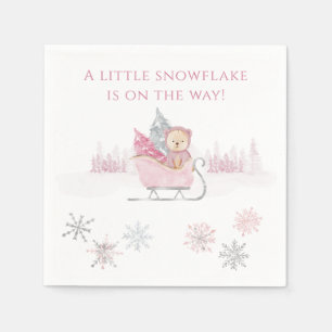 Serviette En Papier Pink A Little Snowflake Baby shower