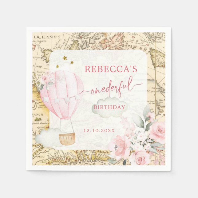 Serviette En Papier Pink Air Balloon n'est-elle pas un anniversaire en (Devant)