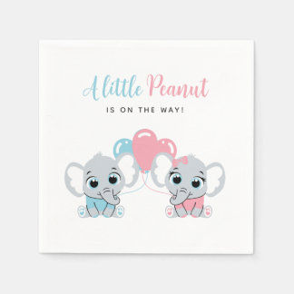 Serviette En Papier Pink and Blue Baby Elephant Balloon Gender Reveal