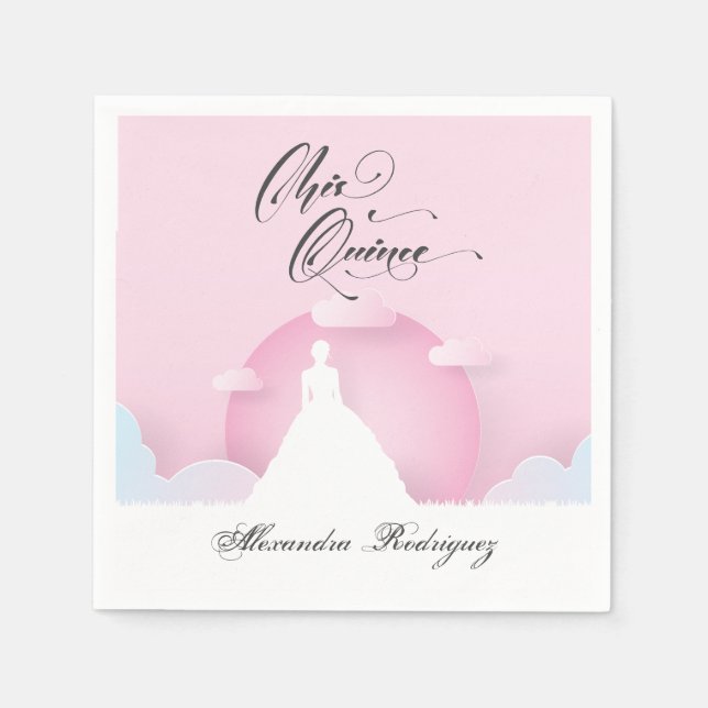 Serviette En Papier Pink and White Silhouette (Devant)