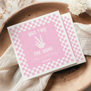 Serviette En Papier Pink Bad Two The Bone Skeleton 2e fête d'anniversa