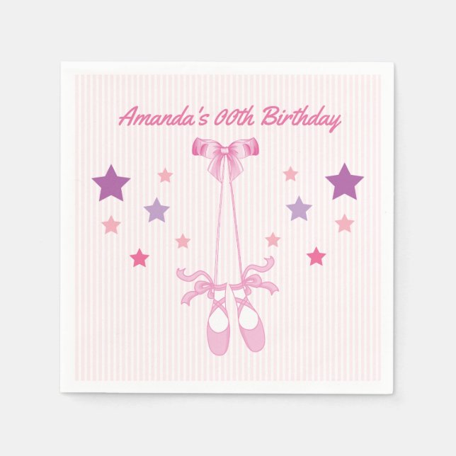 Serviette En Papier Pink Ballerina thème fête d'anniversaire personnal (Devant)